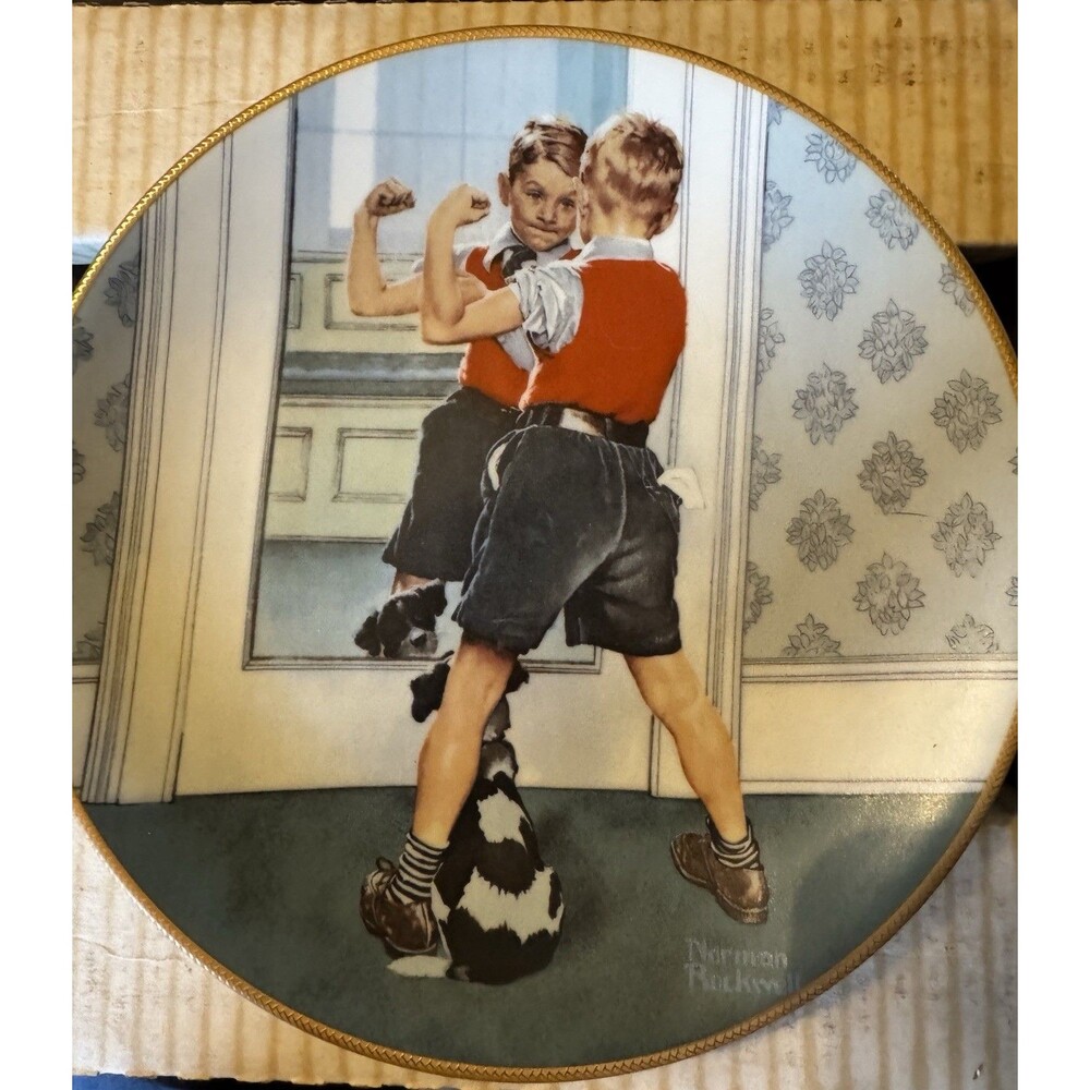 Knowles Collector Plate Norman Rockwell The Muscleman 1990 W COA